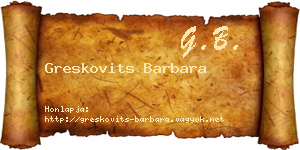 Greskovits Barbara névjegykártya