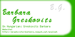 barbara greskovits business card
